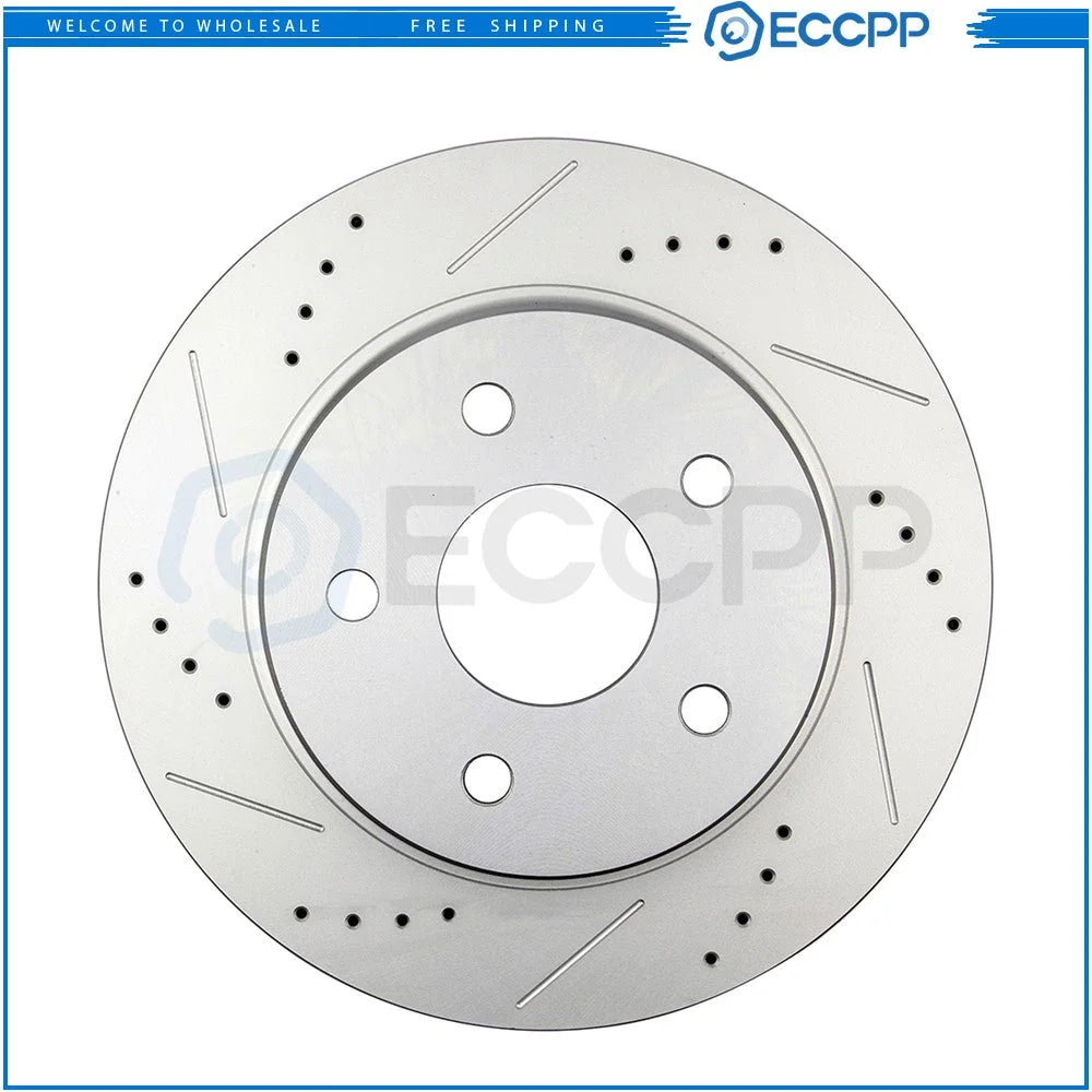 Front Drilled & Slotted Brake Rotors + Ceramic Pads For 2004-2006 Dodge Ram 1500 KOEEP [6]