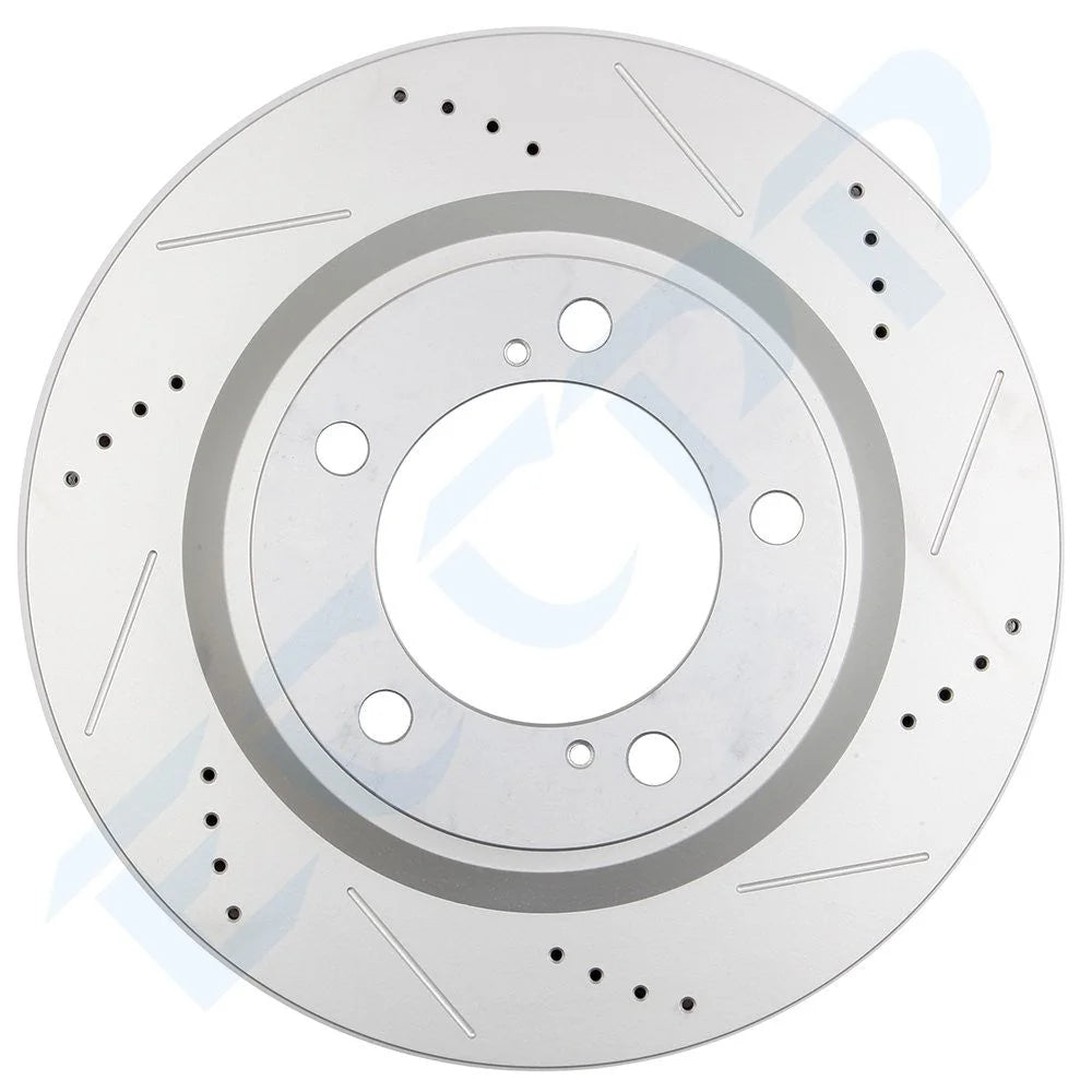 Front Drilled & Slotted Ceramic Brake Pads And Rotors For TOYOTA LAND CRUISER 6B93BC-57 [7]