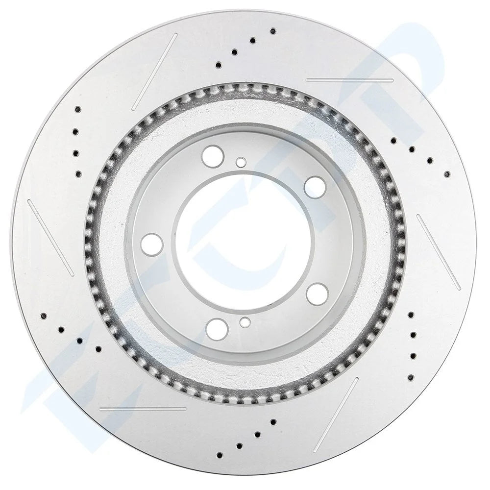 Front Drilled & Slotted Ceramic Brake Pads And Rotors For TOYOTA LAND CRUISER 6B93BC-57 [8]
