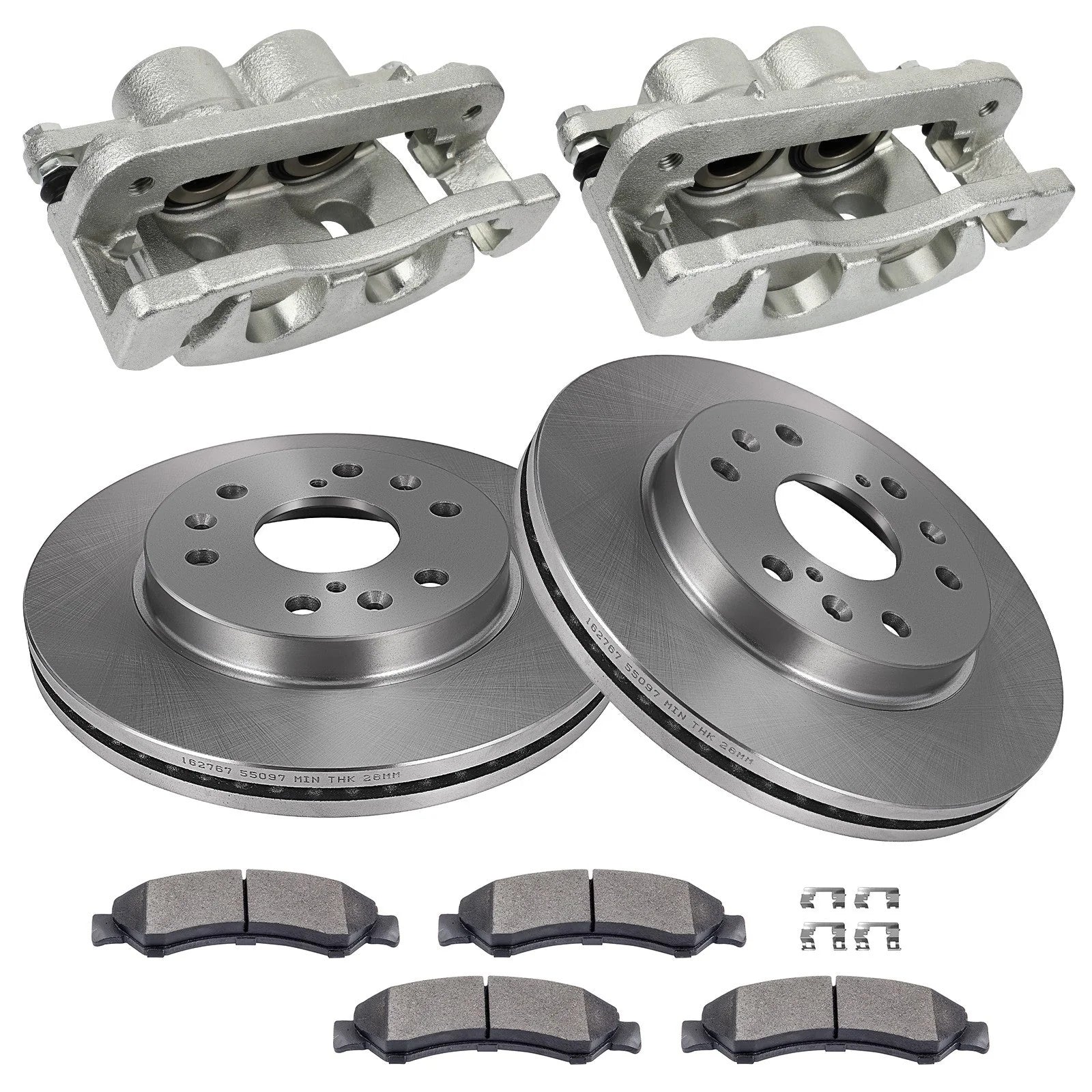 Front L+R Brake Calipers & Rotor & Pad 8Pcs For 2005-08 Chevrolet Silverado 1500 KOEEP [2]