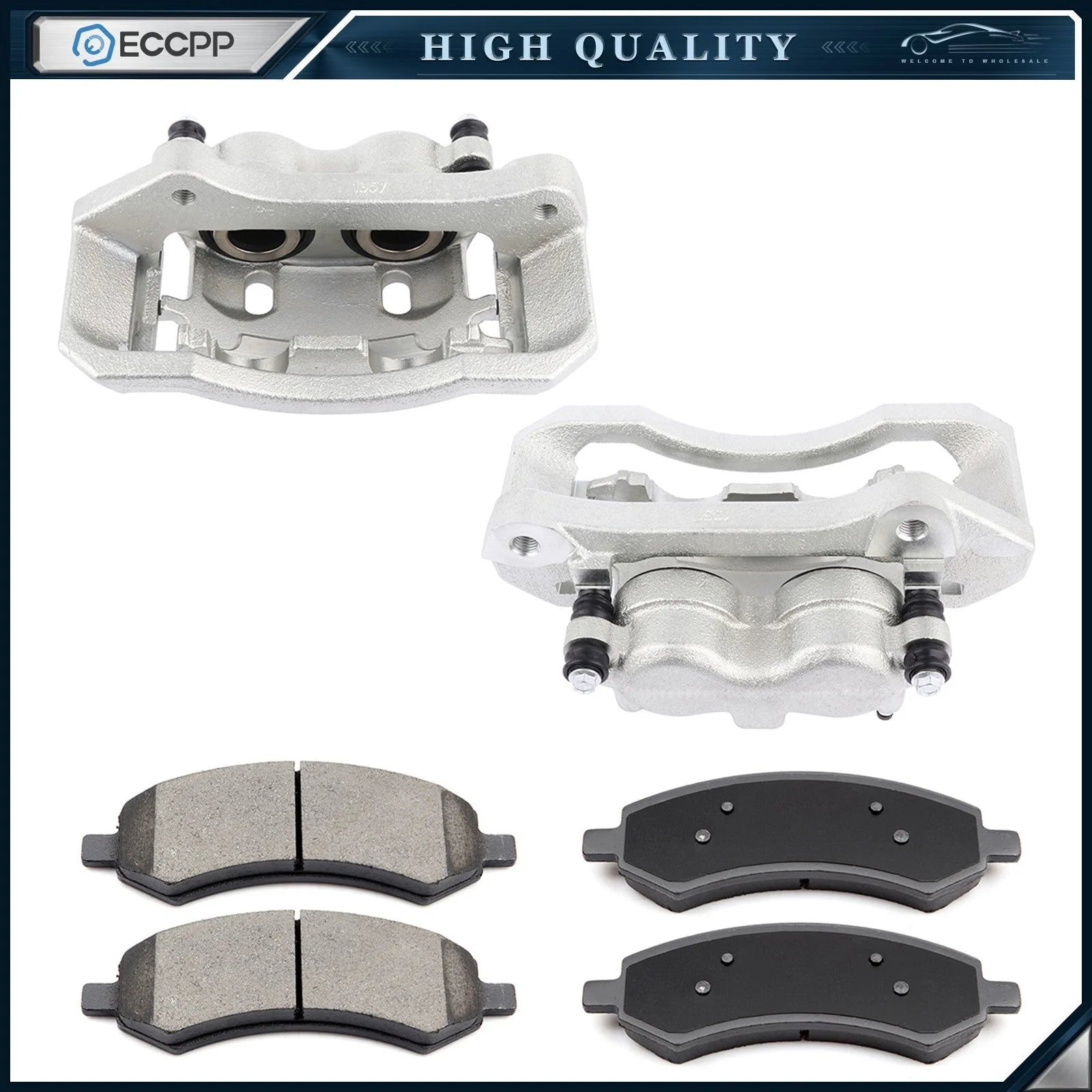 Front Left Right Brake Calipers Brake Pads Set 6Pcs For 2006-2008 Dodge Ram 1500 KOEEP [1]