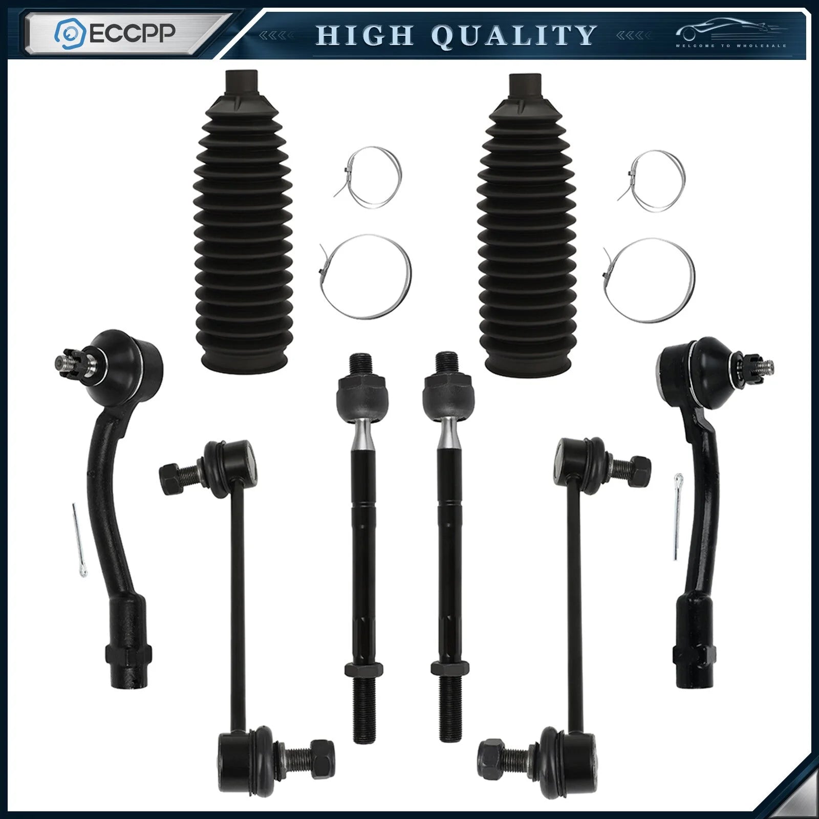 Front Rack and Pinion Bellow Tie Rod End Sway Bar End Fit For 2010-2013 Kia Soul 6B93BC-57 [1]