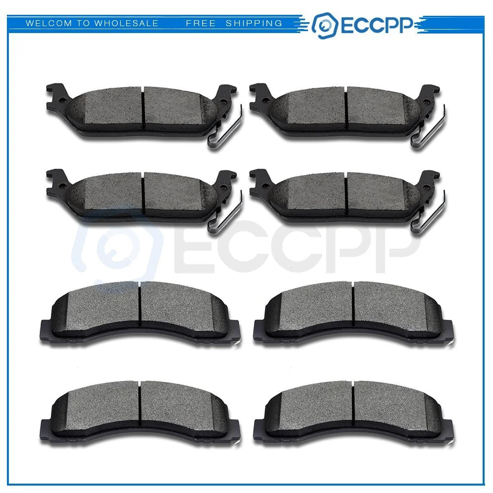 Front Rear Ceramic Brake Pads For 2010-2011 Ford F-150 8pcs Slotted KOEEP [1]