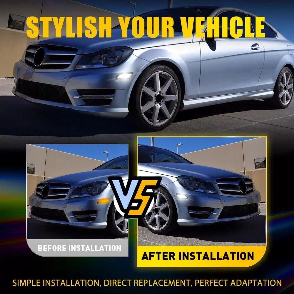 Front Side Marker White LED Lights Lamp For 2012-2014 Benz W204 C250 C300 C350 A 6B93BC-57 [5]