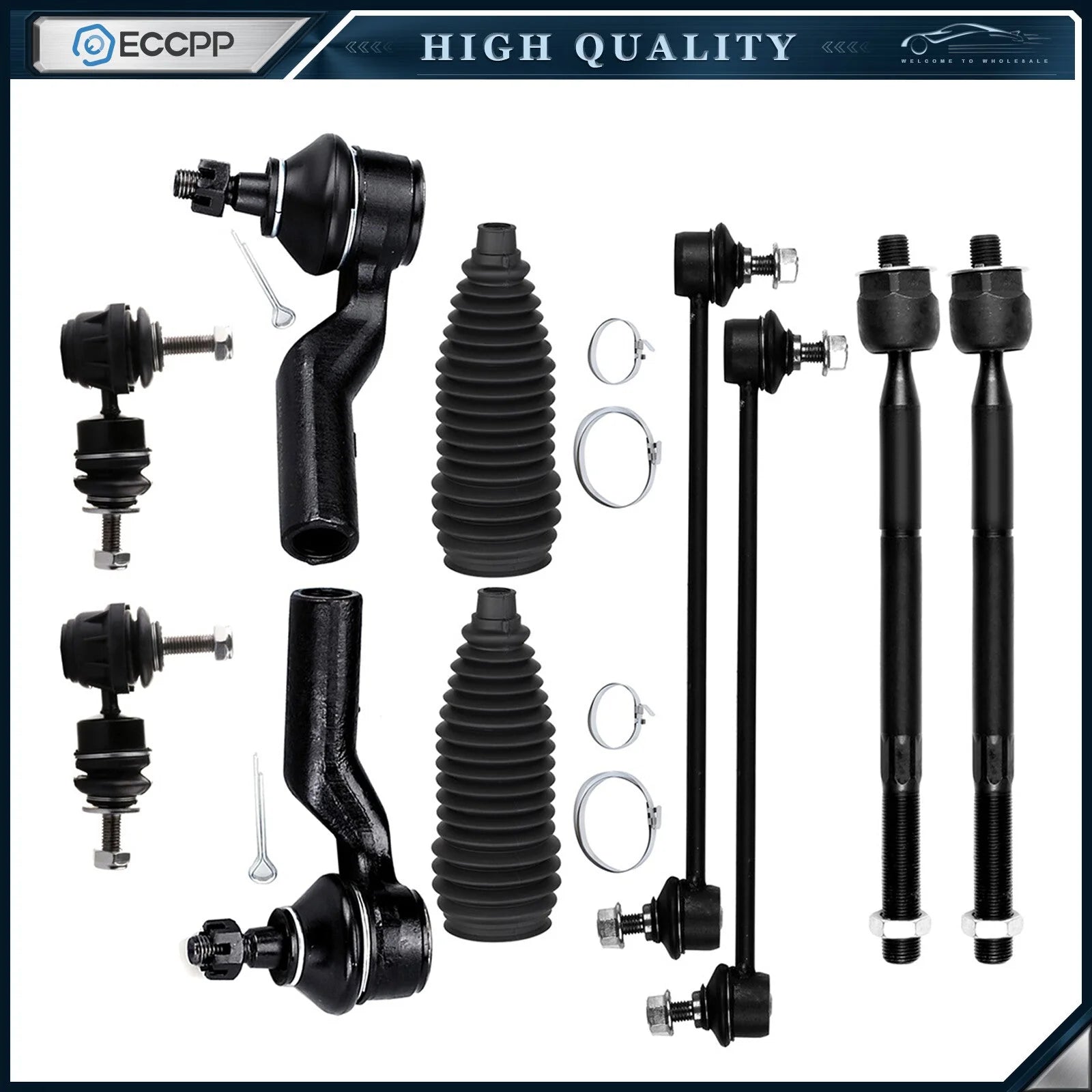 Front Tie Rod End Sway Bar End Link Rack and Pinion Bellow For 2004-2009 Mazda 3 6B93BC-57 [1]