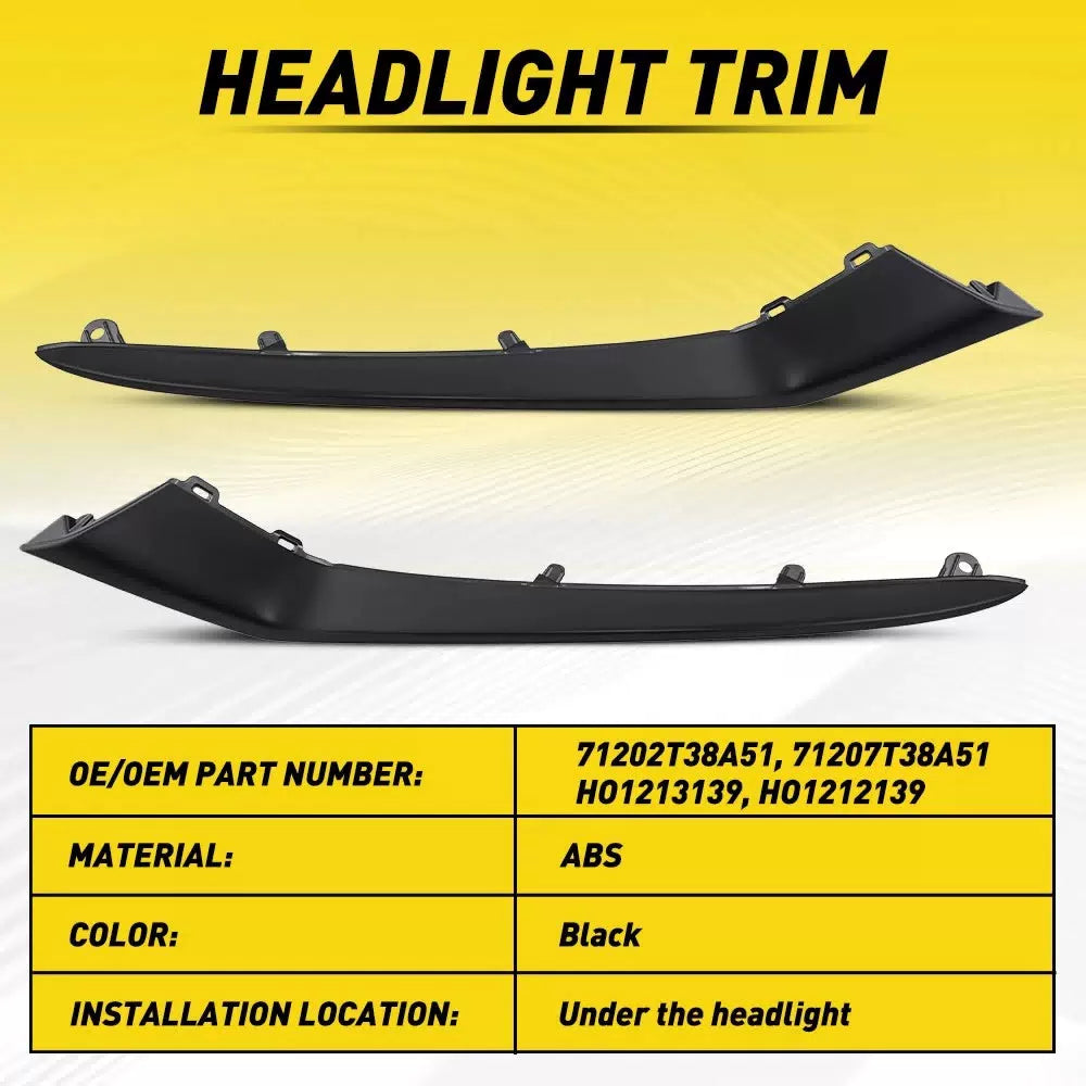 Front Upper Bumper Grille Molding Trim Black Left Right For Honda Civic 2025 EOA 6B93BC-57 [3]