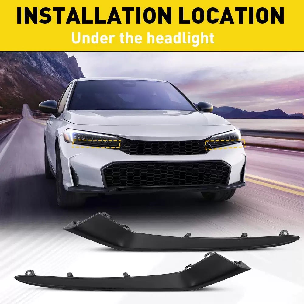 Front Upper Bumper Grille Molding Trim Black Left Right For Honda Civic 2025 EOA 6B93BC-57 [7]
