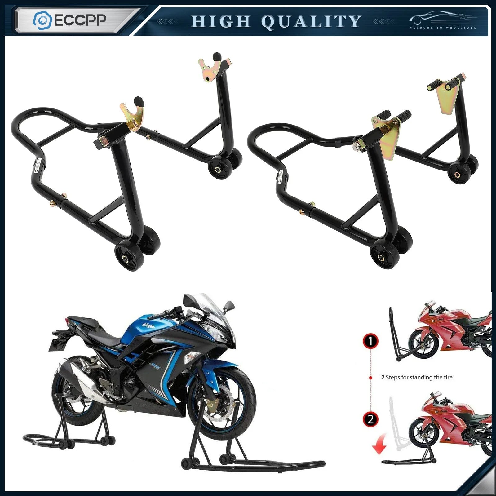 Front & Rear Motorcycle Bike Stand Forklift Paddock Swing arm Spool Wheel Lift 6B93BC-57 [1]