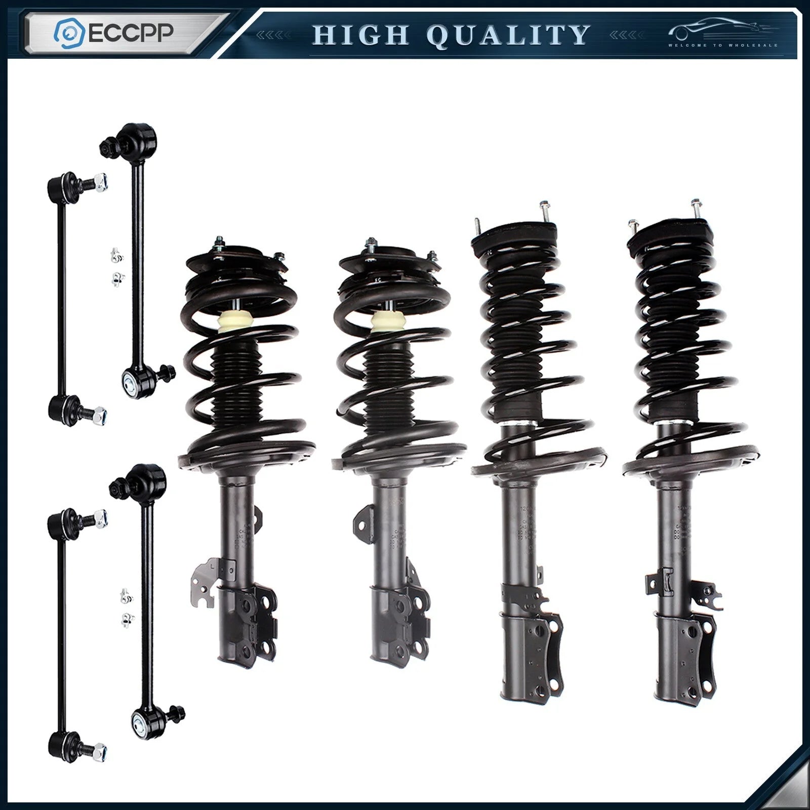 Front & Rear Struts w/ Coil Spring + Sway Bars for Toyota Camry 2007 2008 - 2011 6B93BC-57 [1]