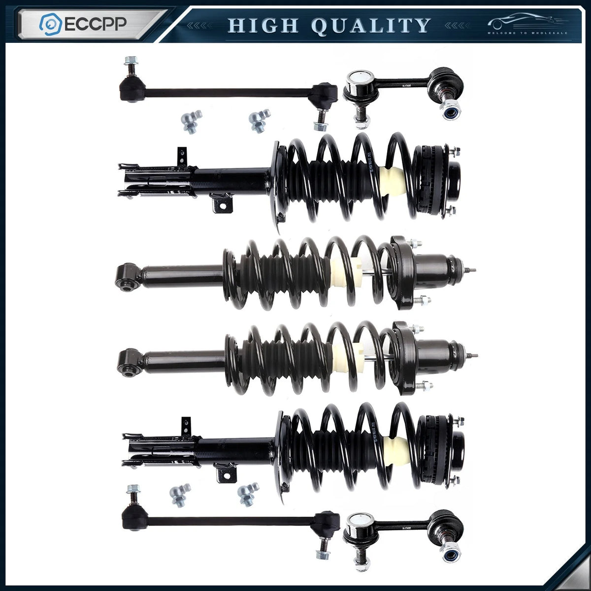Front & Right Struts w/Coil Spring Assembly + Sway Bar for Dodge Avenger 2009-13 KOEEP [1]