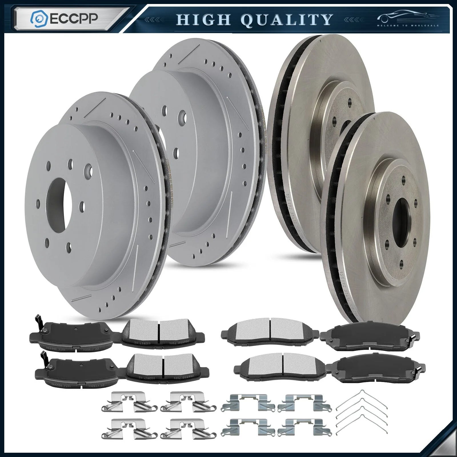 Front and Rear Brake Rotors & Ceramic Pads Fits for Nissan Frontier V6 6B93BC-57 [1]