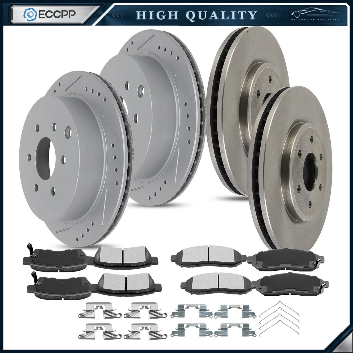 Front and Rear Brake Rotors & Ceramic Pads Fits for Nissan Frontier V6 6B93BC-57 [1]