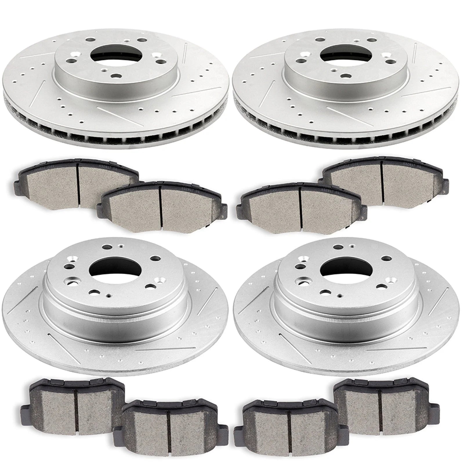 Front and Rear Disc Rotors + Ceramic Brake Pads for 2002 2003 2004 Honda CR-V 6B93BC-57 [1]