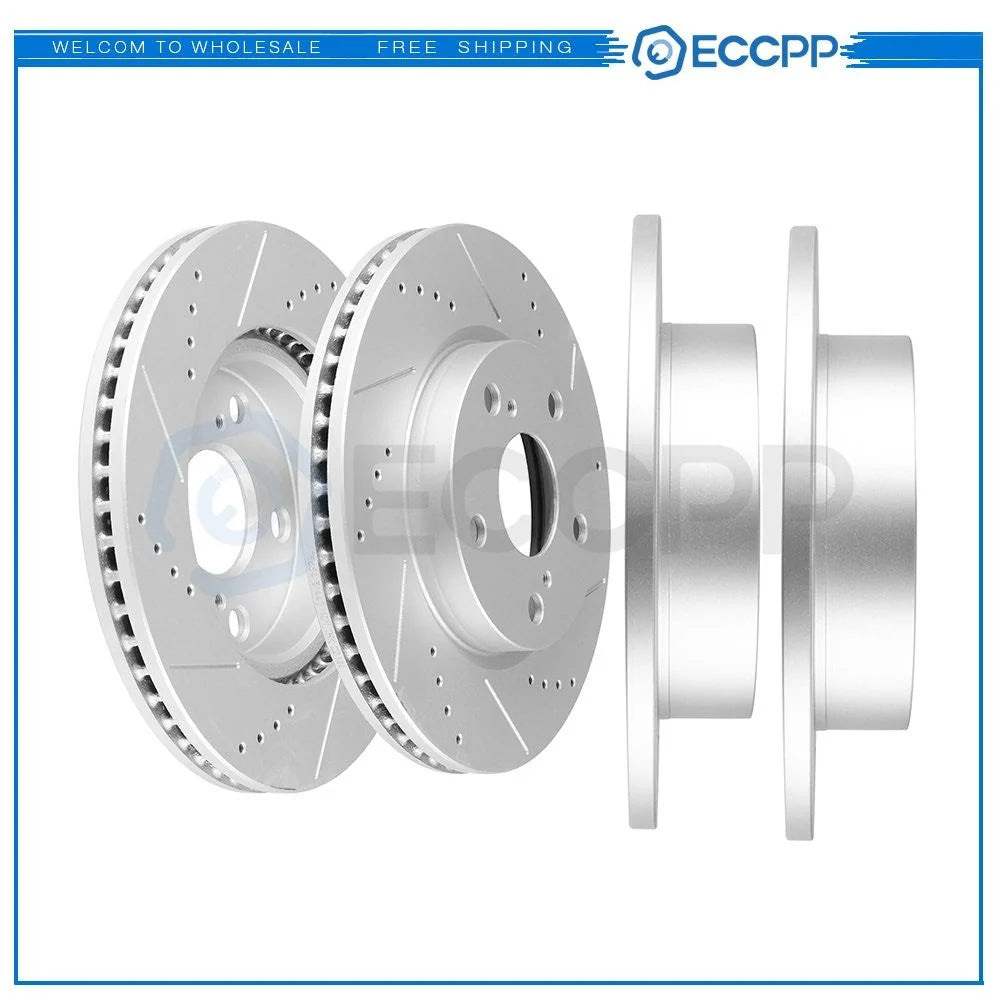 Front and Rear Discs Brake Rotors For Lexus HS250H 2010 2011 2012 Slotted KOEEP [1]