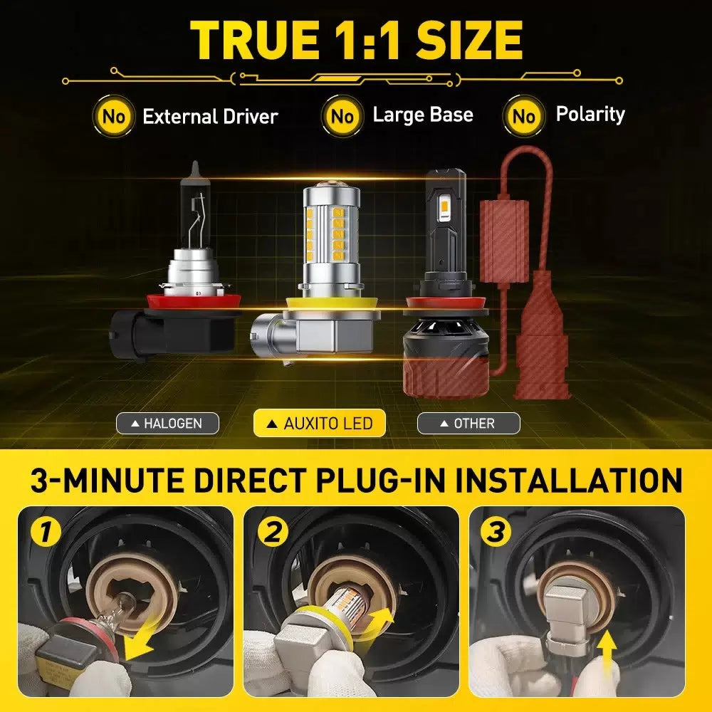 H11 H8 LED Bulbs 3000K Golden Yellow Super Bright Fog Light DRL High Power 6G EA 6B93BC-57 [8]