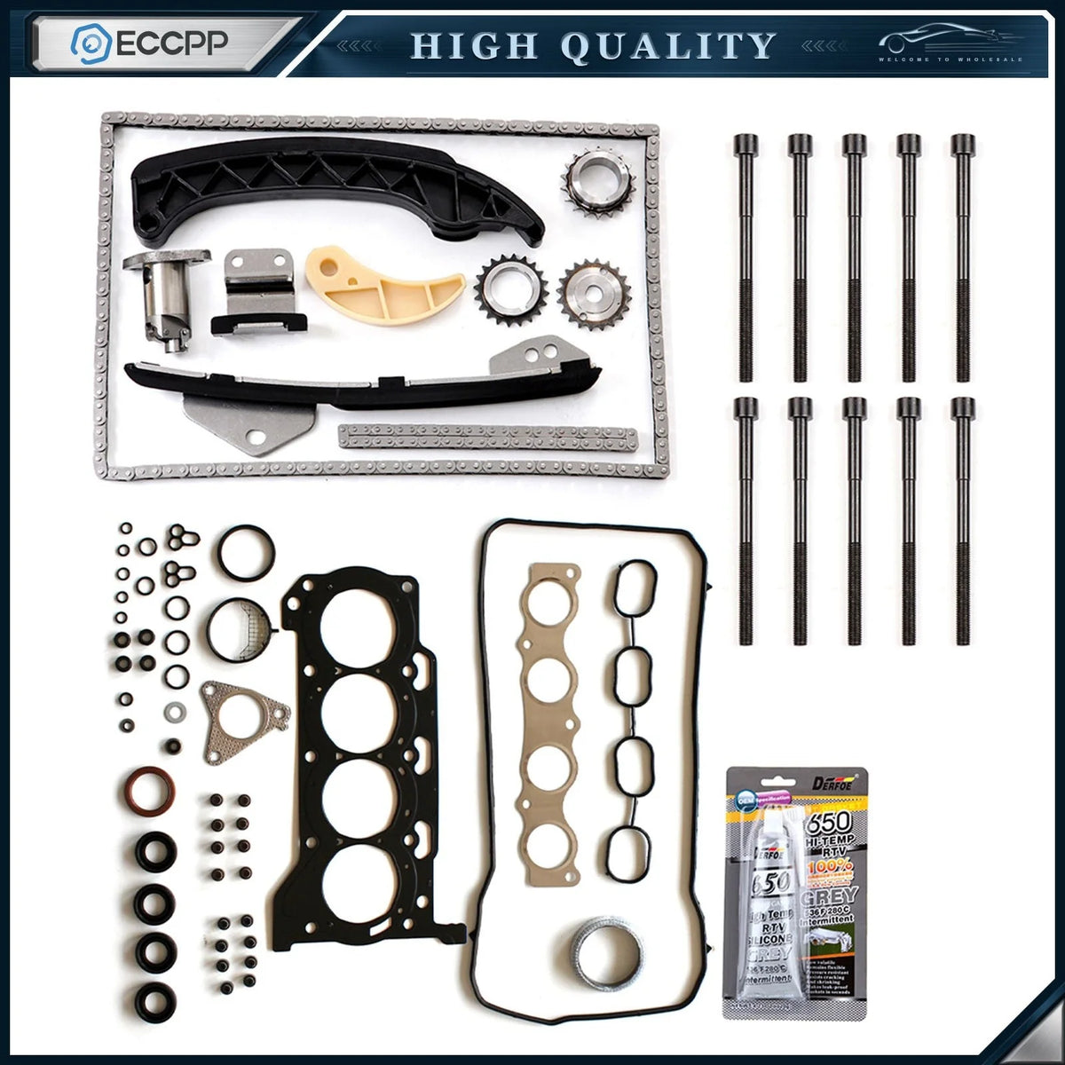 Head Gasket Set Bolts Timing Chain Kit 2010 Fits Toyota Matrix 1.8L HS54773B KOEEP [1]