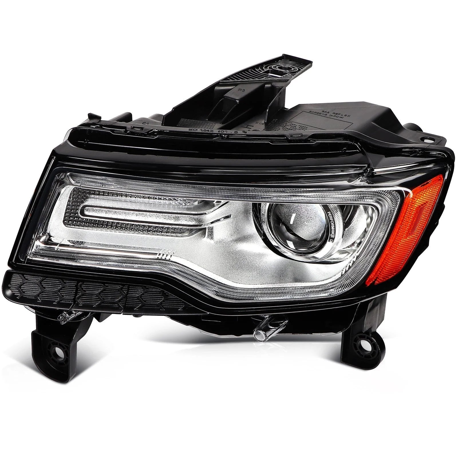 Headlight Assembly Chrome Housing For 2014-2016 Jeep Grand Cherokee w/Projector KOEEP [8]