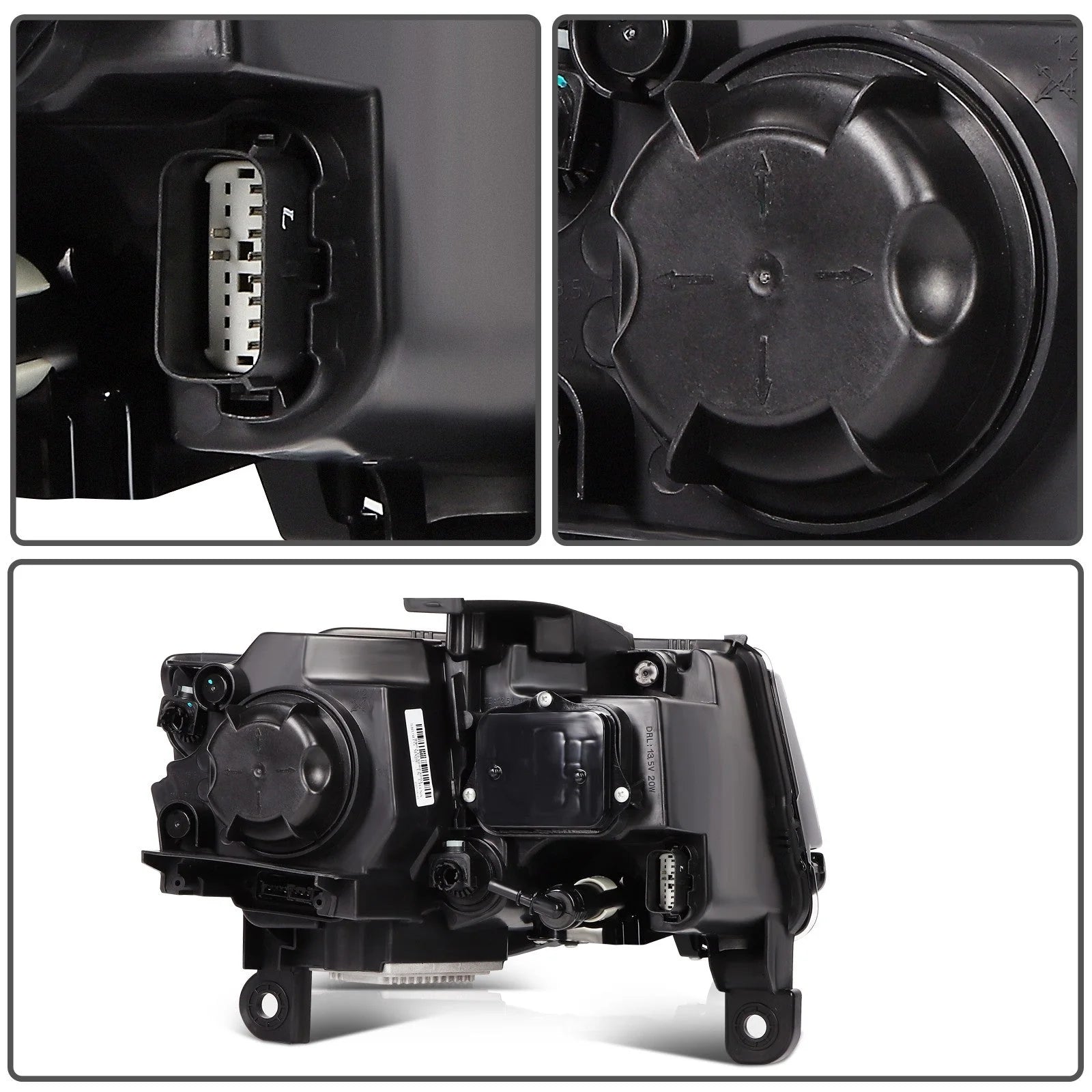 Headlight Assembly Chrome Housing For 2014-2016 Jeep Grand Cherokee w/Projector KOEEP [9]