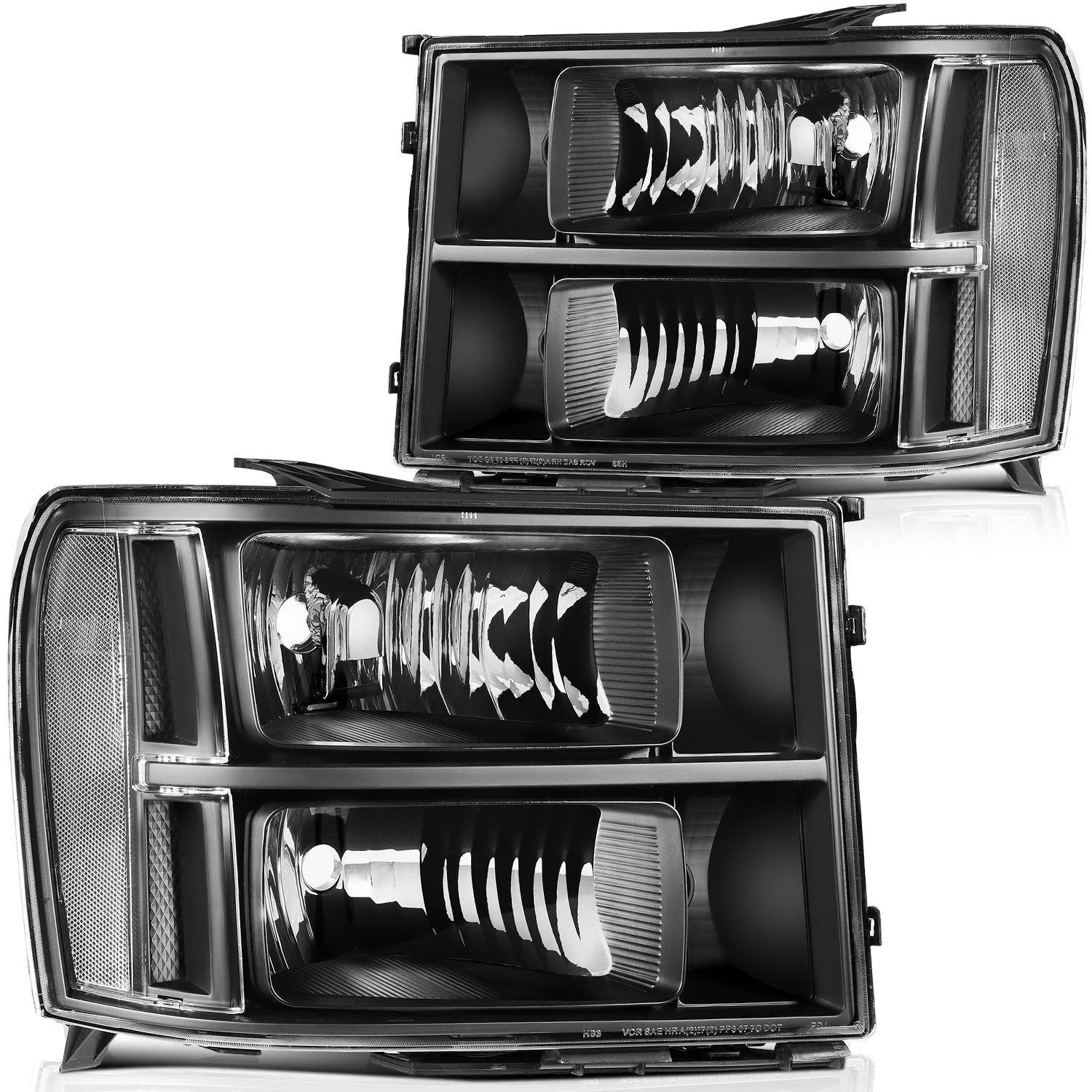 Headlight Assembly Pair For GMC Sierra 2007-2013 Headlmap Replacement Clear Lens 6B93BC-57 [1]