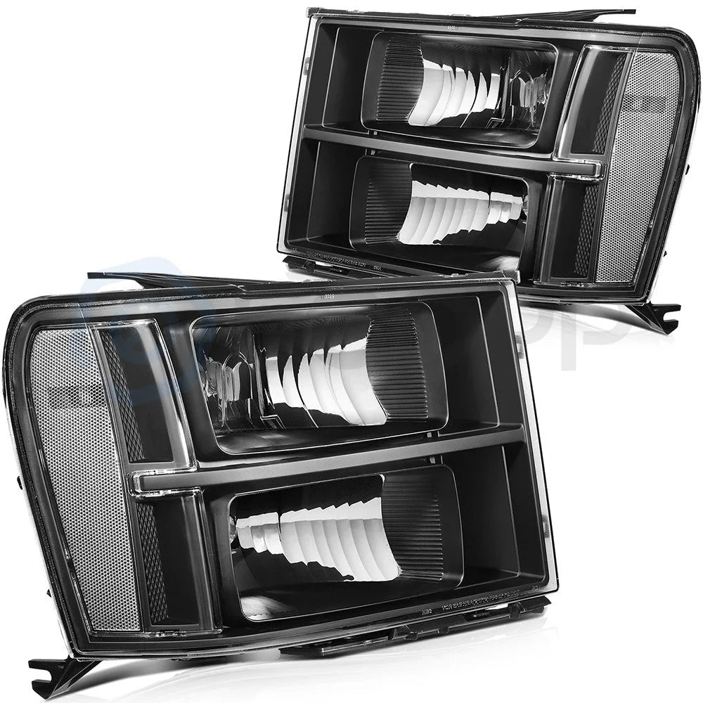 Headlight Assembly Pair For GMC Sierra 2007-2013 Headlmap Replacement Clear Lens 6B93BC-57 [2]
