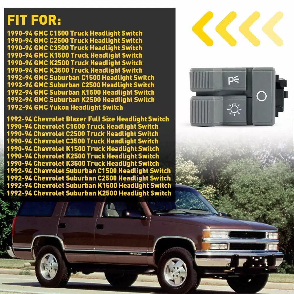 Headlight Light Switch for 1990-1994 Chevrolet & GMC C1500 C2500 C3500 Truck 6B93BC-57 [7]