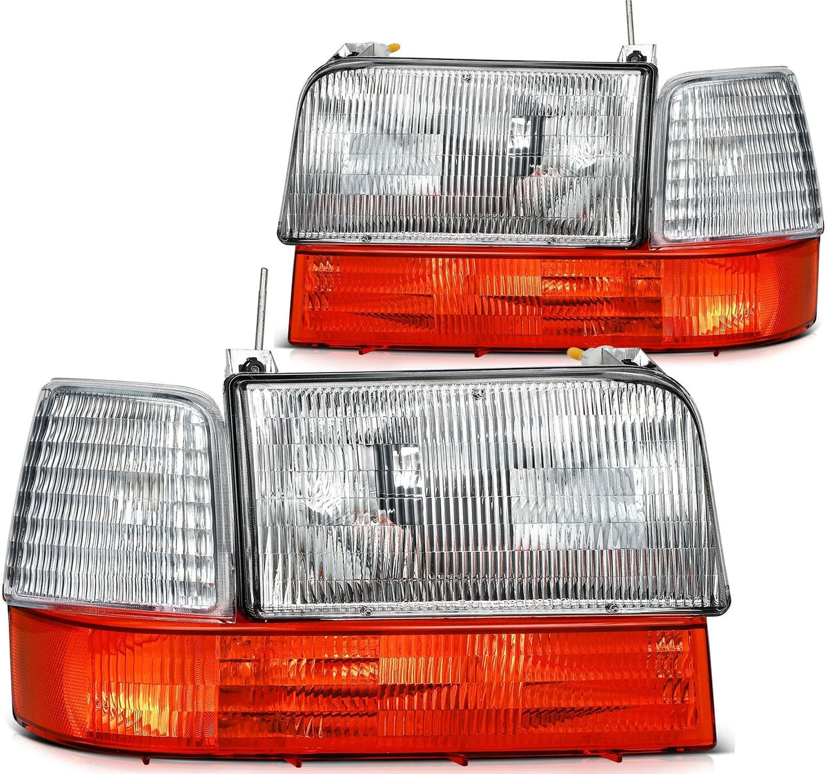 Headlights Assembly Bronco Chrome Housing For 92-96 Ford F-150 F-250 F-350 6B93BC-57 [1]