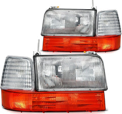 Headlights Assembly Bronco Chrome Housing For 92-96 Ford F-150 F-250 F-350 6B93BC-57 [1]