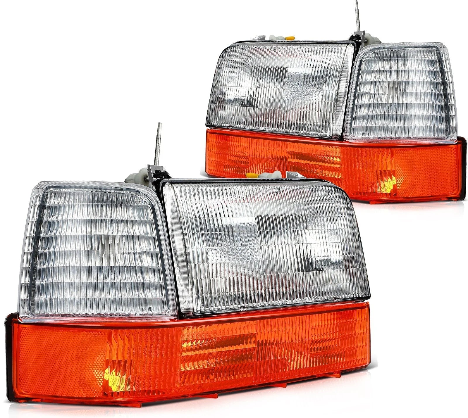 Headlights Assembly Bronco Chrome Housing For 92-96 Ford F-150 F-250 F-350 6B93BC-57 [2]