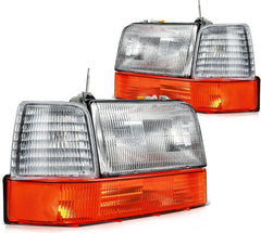Headlights Assembly Bronco Chrome Housing For 92-96 Ford F-150 F-250 F-350 6B93BC-57 [2]