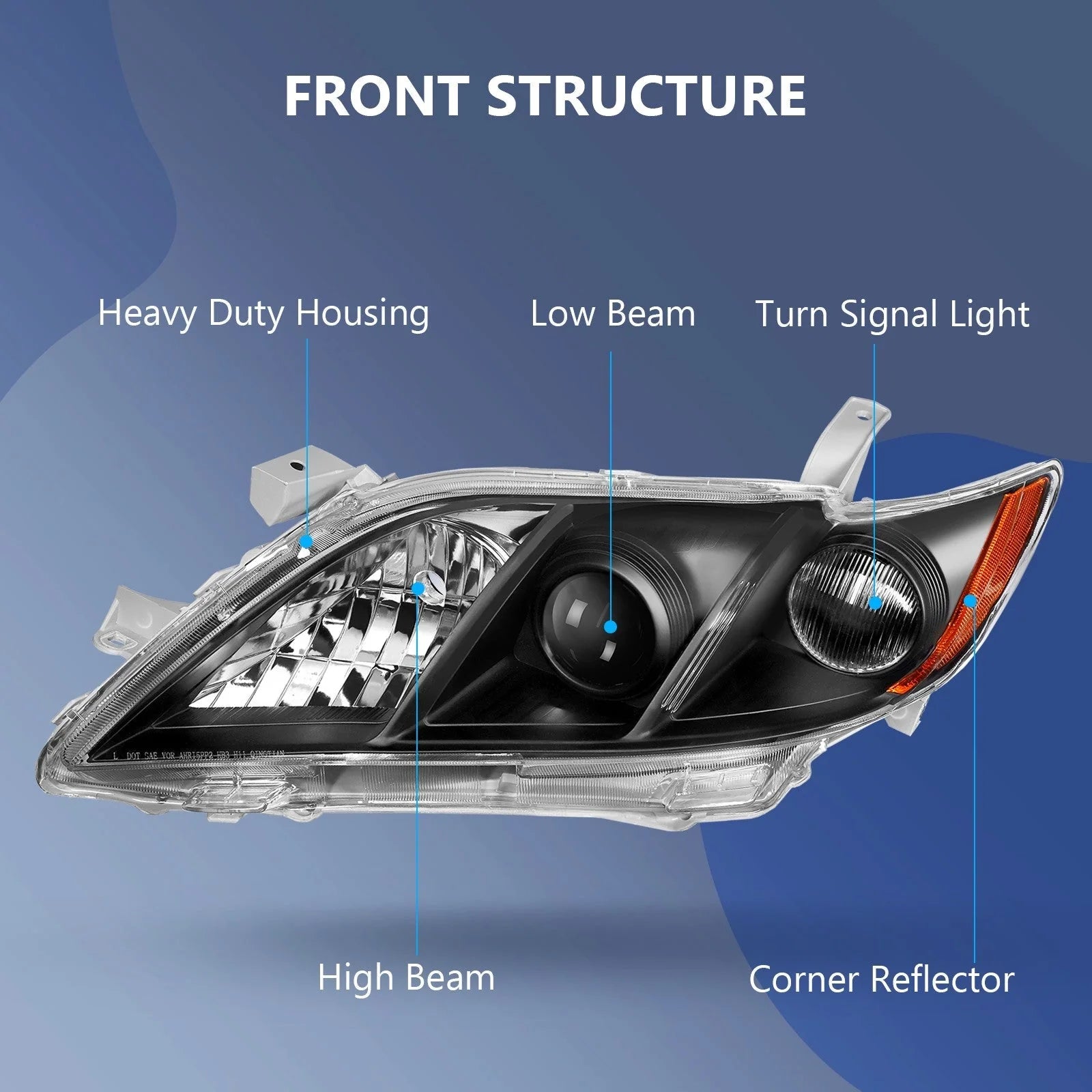 Headlights Assembly Fits Toyota Camry 07-09 Set Headlamp Replacement Projector 6B93BC-57 [3]