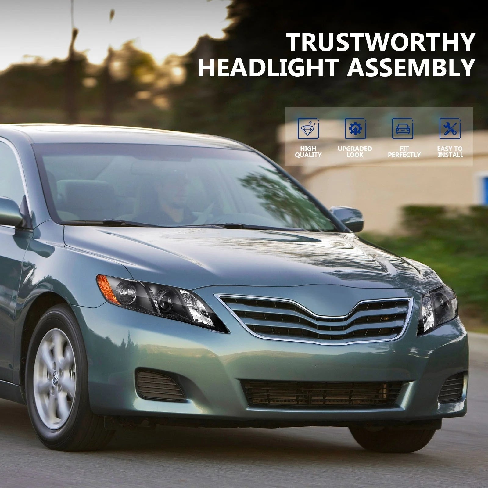 Headlights Assembly Fits Toyota Camry 07-09 Set Headlamp Replacement Projector 6B93BC-57 [6]