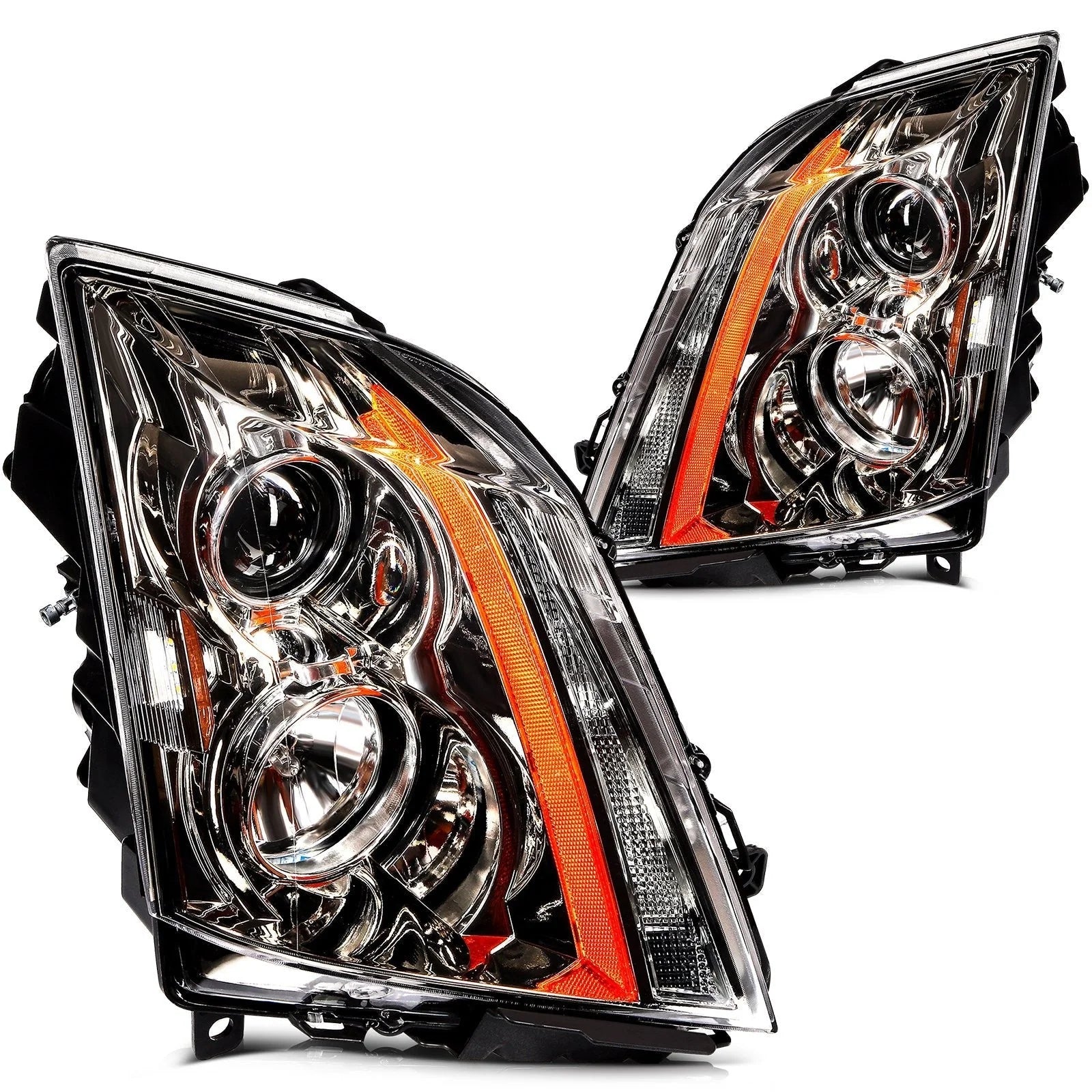 Headlights Assembly For 2014-2008 Cadillac CTS CT-S Left+Right [Halogen Type] 6B93BC-57 [5]