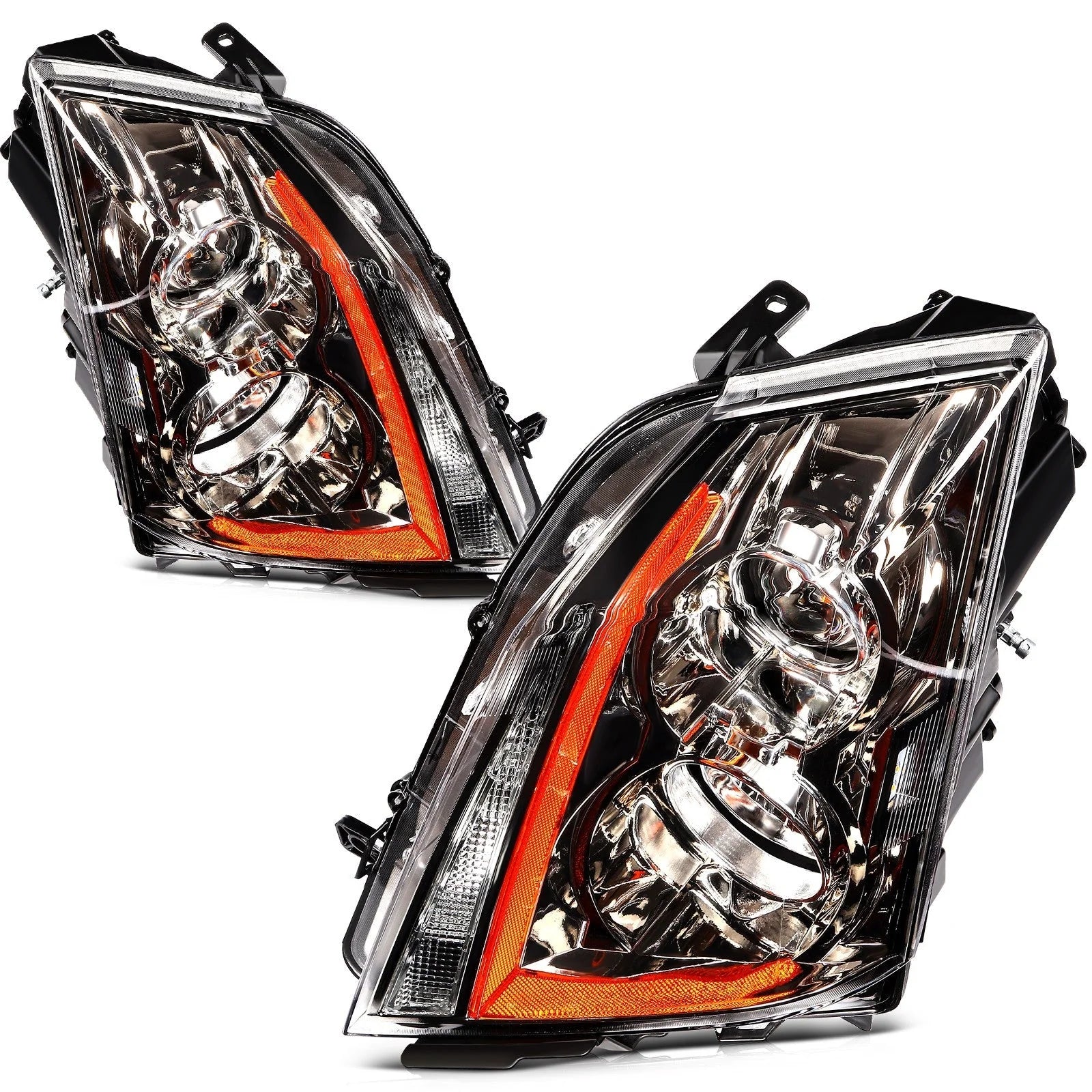 Headlights Assembly For 2014-2008 Cadillac CTS CT-S Left+Right [Halogen Type] 6B93BC-57 [6]