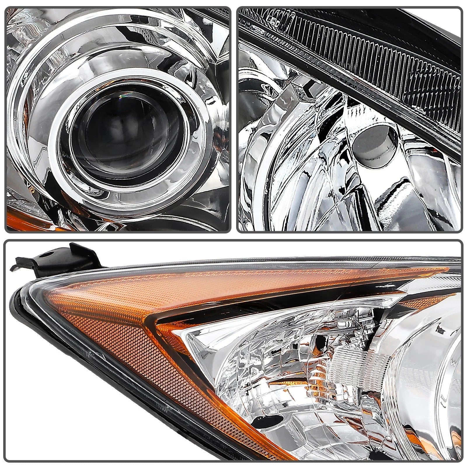 Headlights Assembly Left+Right For 2010-2013 Mazda 3 (5-Speed) Chrome w/Amber KOEEP [10]