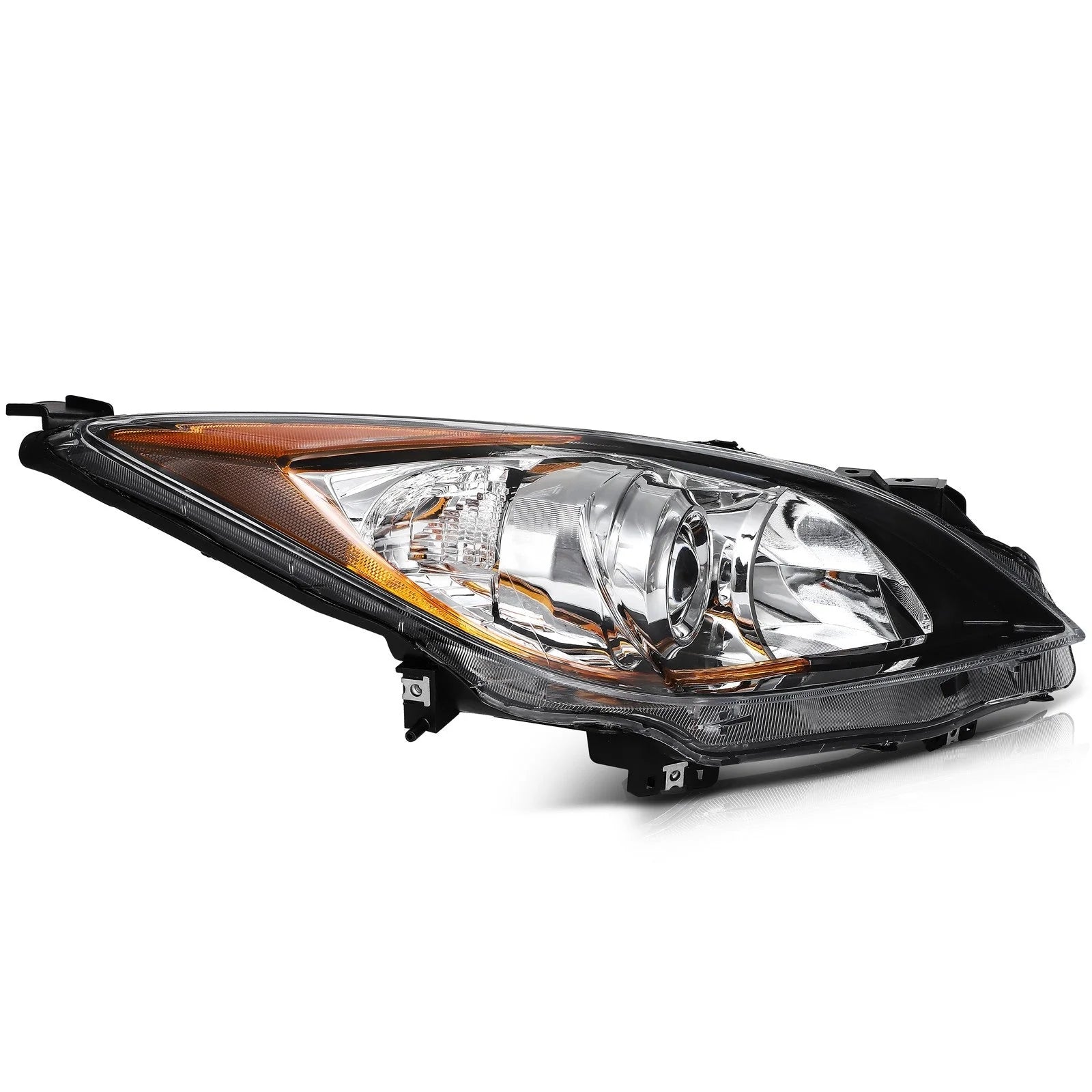 Headlights Assembly Left+Right For 2010-2013 Mazda 3 (5-Speed) Chrome w/Amber KOEEP [5]
