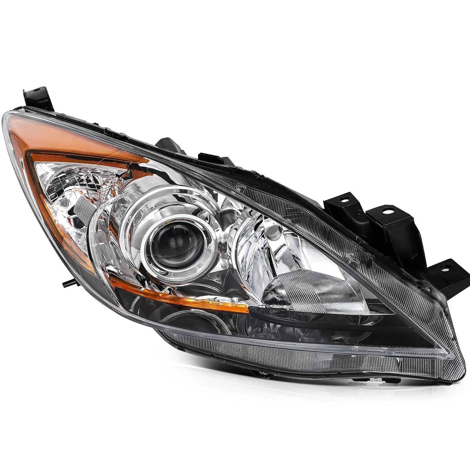 Headlights Assembly Left+Right For 2010-2013 Mazda 3 (5-Speed) Chrome w/Amber KOEEP [6]