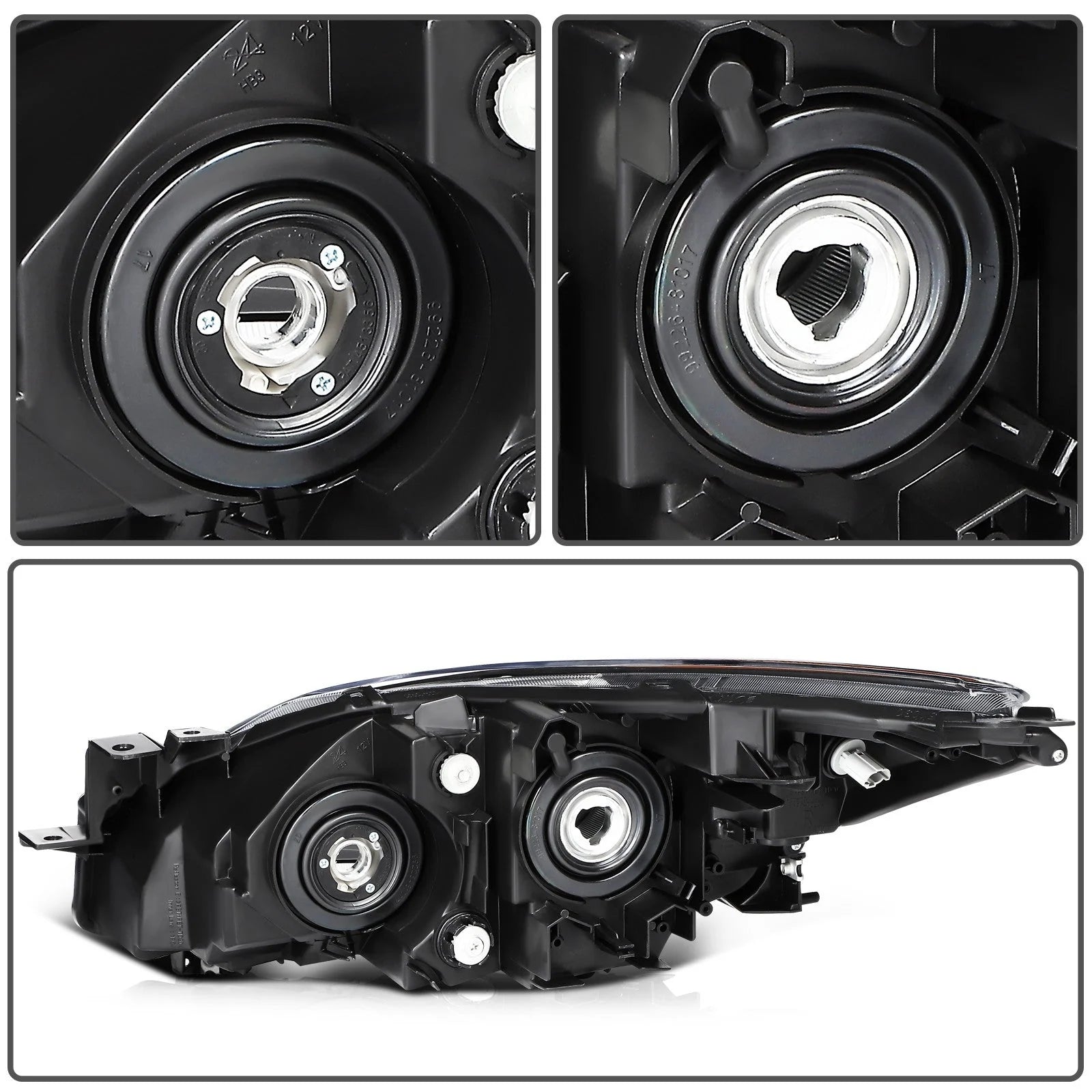 Headlights Assembly Left+Right For 2010-2013 Mazda 3 (5-Speed) Chrome w/Amber KOEEP [9]