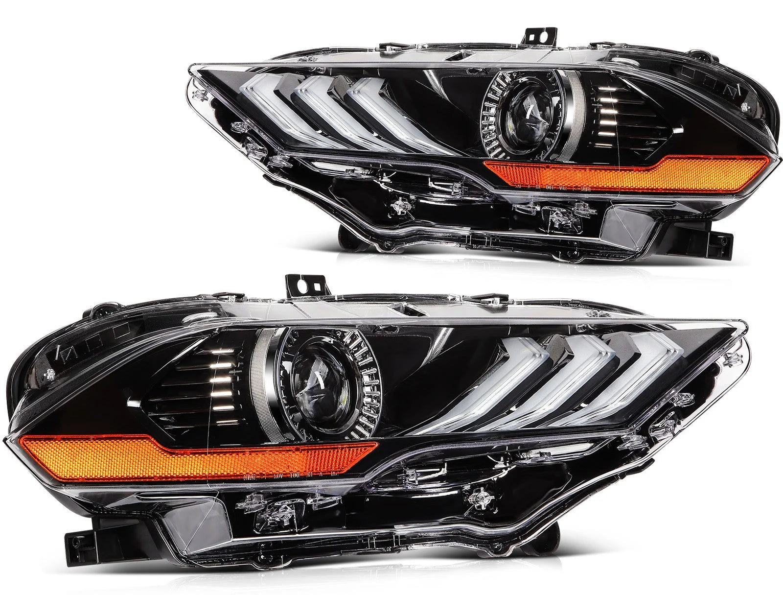 Left+Right For 2018-2020 Ford Mustang Black Housing w/LED DRL Headlight Assembly 6B93BC-57 [1]
