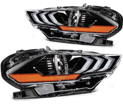 Left+Right For 2018-2020 Ford Mustang Black Housing w/LED DRL Headlight Assembly 6B93BC-57 [2]