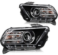 Left+Right Headlights Assembly For 2014 2013 Ford Mustang Black Housing 6B93BC-57 [1]