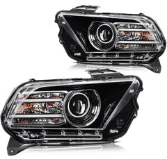 Left+Right Headlights Assembly For 2014 2013 Ford Mustang Black Housing 6B93BC-57 [2]