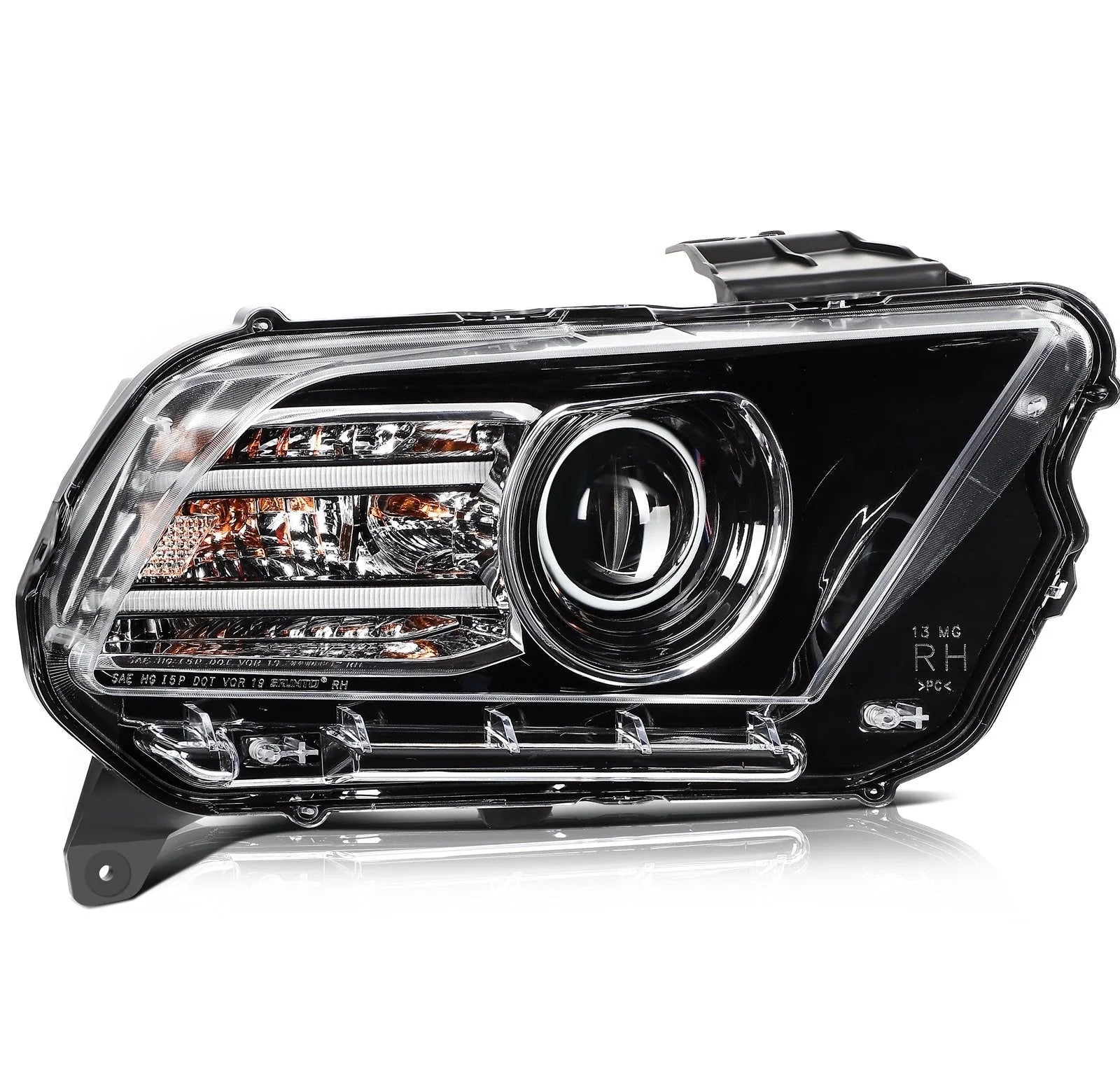 Left+Right Headlights Assembly For 2014 2013 Ford Mustang Black Housing 6B93BC-57 [3]