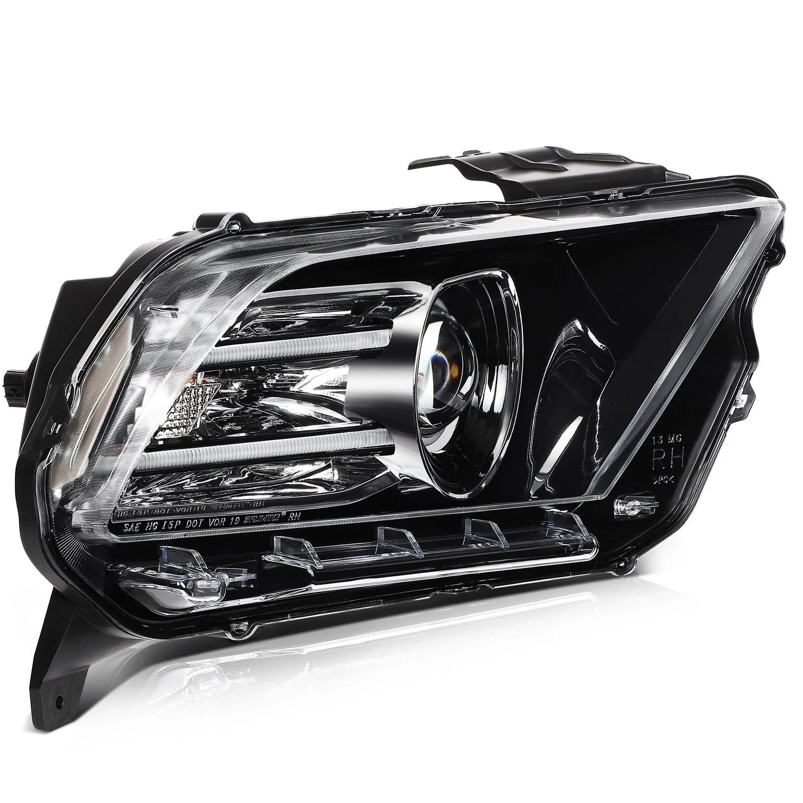 Left+Right Headlights Assembly For 2014 2013 Ford Mustang Black Housing 6B93BC-57 [5]