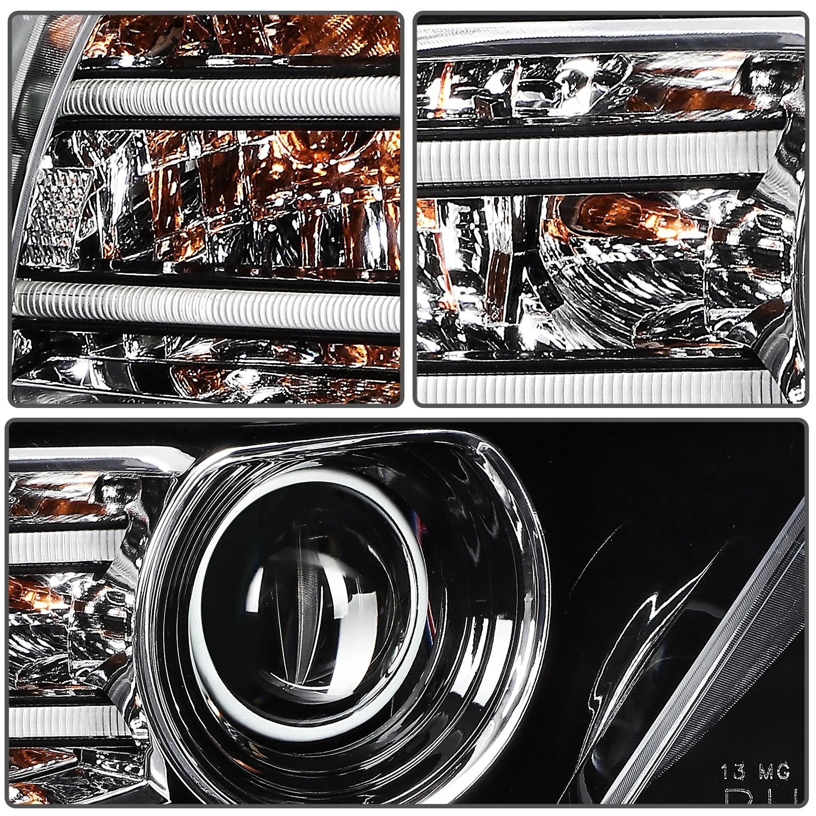 Left+Right Headlights Assembly For 2014 2013 Ford Mustang Black Housing 6B93BC-57 [6]
