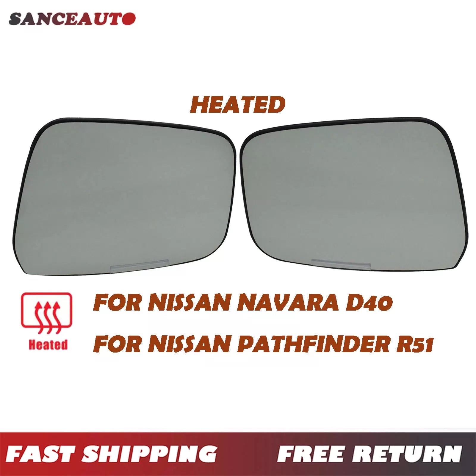Left Right Heated Mirror Glass For NISSAN NAVARA D40 / PATHFINDER R51 2005-2015 6B93BC-57 [1]