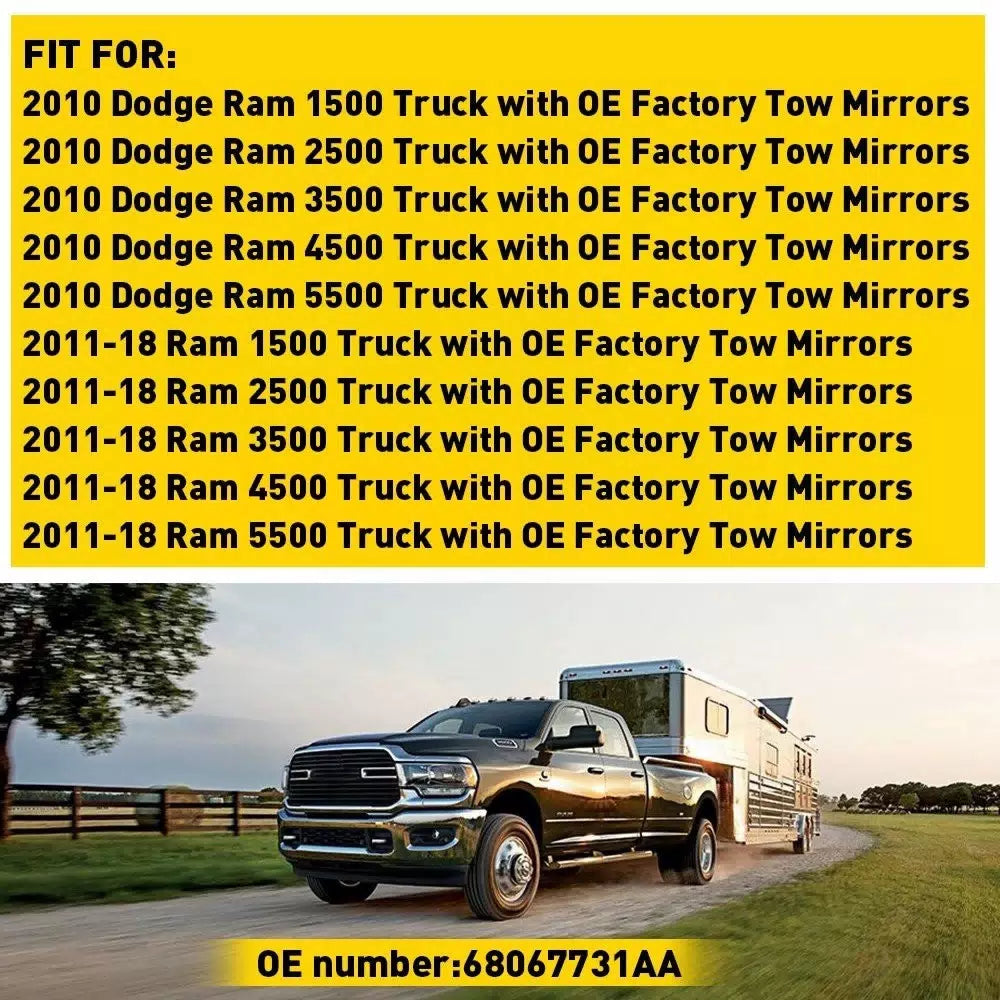 Left Side For Ram Dodge 1500 2500 Tow 3500 Mirror Spotter lower Glass 2010-20 EA 6B93BC-57 [6]