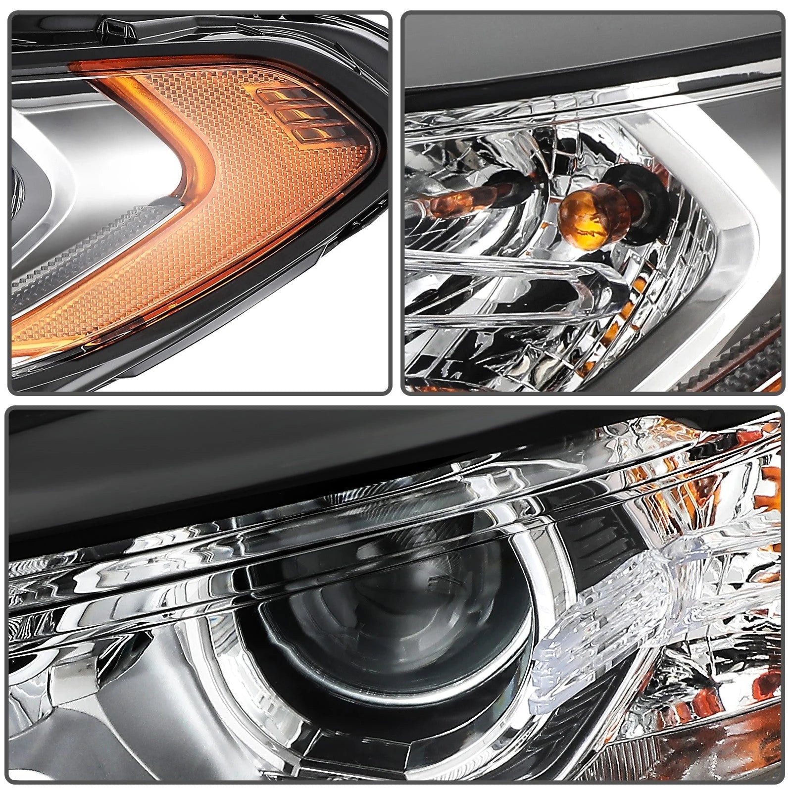 Left Side Halogen Headlight Assembly For 2017-2020 Ford Fusion Chrome Amber 6B93BC-57 [8]