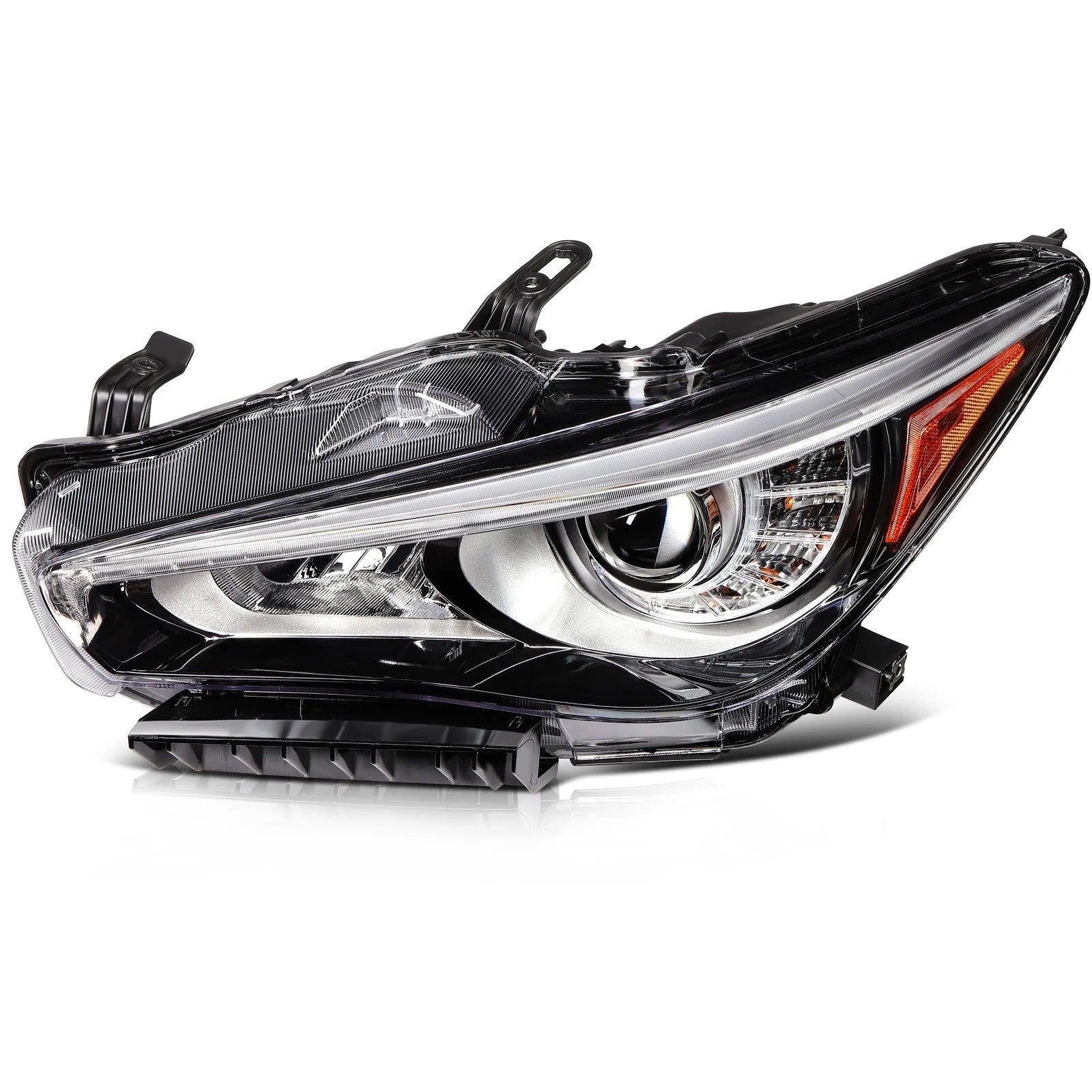Left Side LED Headlight Assembly For 2014-2022 INFINITI For Q50 Black Amber 6B93BC-57 [3]