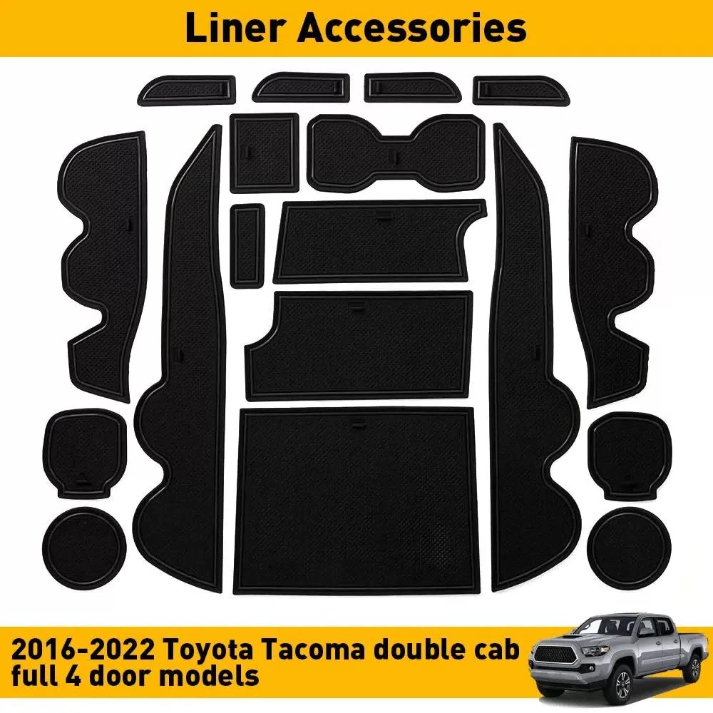 Liner Accessories For Toyota Tacoma 2016-2022 Cup, Console, Door Pocket Inserts 6B93BC-57 [1]