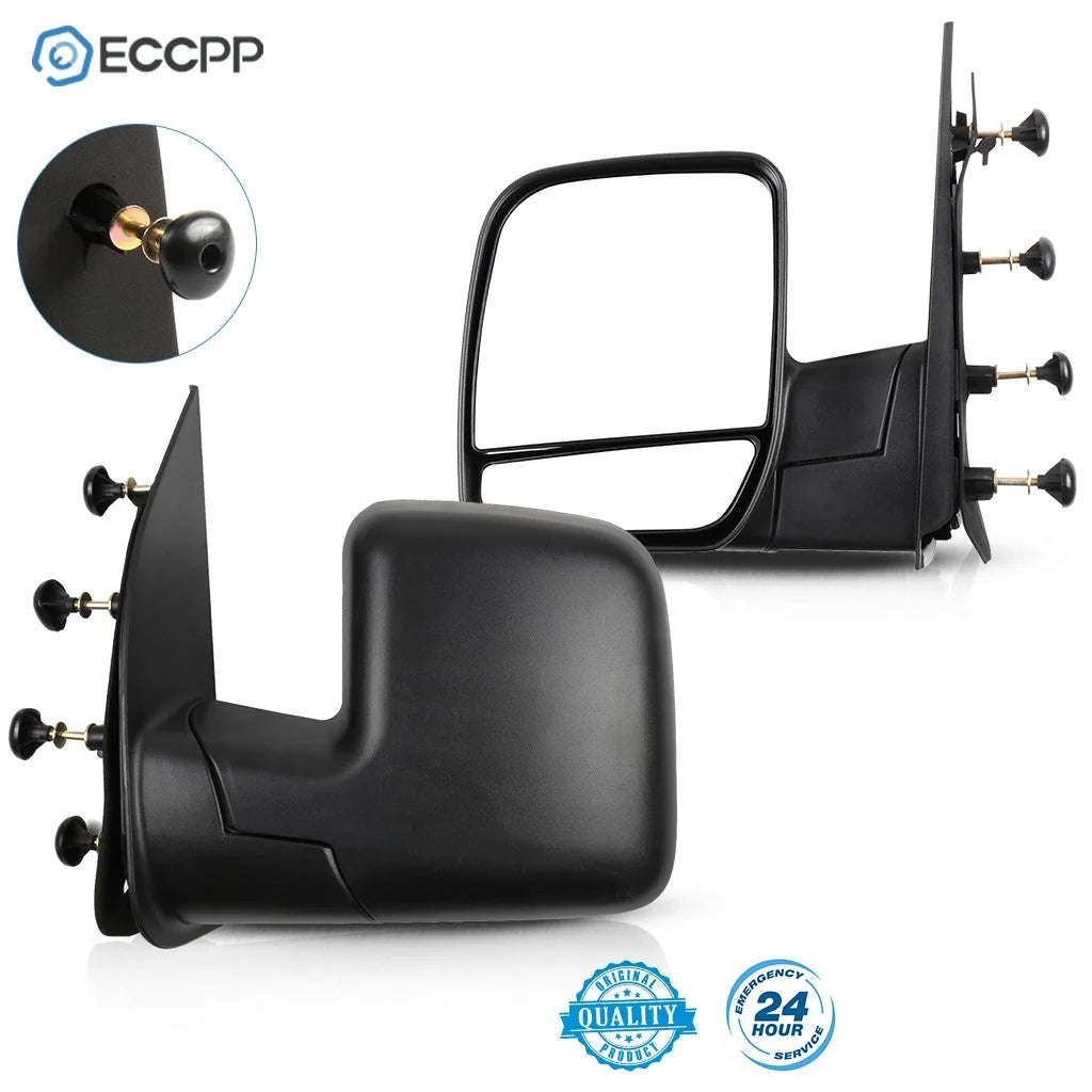 Manual Mirrors Pair Set For 2003-2014 Ford Econoline Black Manual Fold 6B93BC-57 [1]